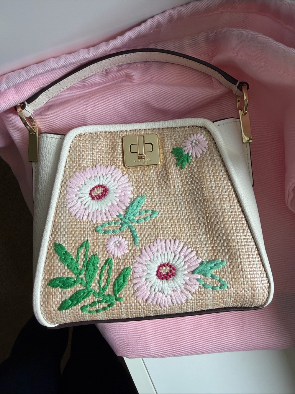 Kate Spade Phoebe Straw Small Top Handle Bag Festival Floral - Picture 3 of 8
